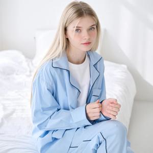 면모달 하이틴 성인 잠옷 파자마 셋업 WV라이트블루