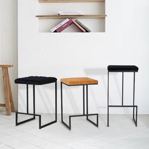 메이플 철제 벨벳방석 높은 바스툴 홈바 아일랜드식탁 의자 2size 2colors