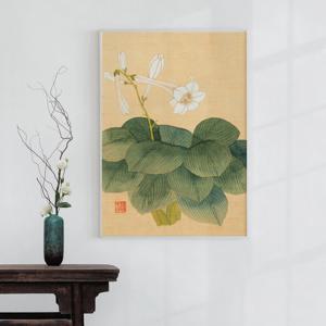 신명연 옥잠화 그림 민화 그림 꽃 포스터 외국인선물 동양화 한국화 인테리어 액자 벽꾸미기