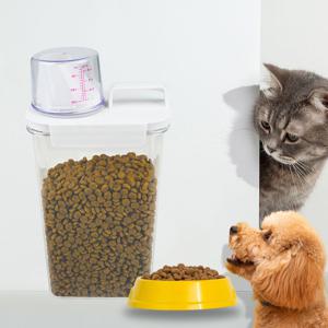 강아지 고양이 투명 밀폐 사료 보관통 2300ml 고경도pet 재질+실리콘