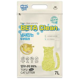 베타클린 냄새잡는 두부모래 7L X1개 부드러운 밀크바나나향 SAP 고양이화장실 가는입자
