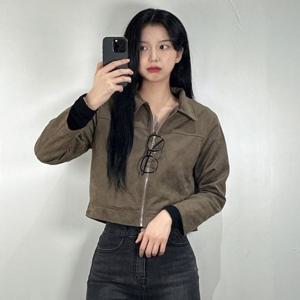 간절기 여성 스웨이드 카라 숏자켓 스웨이드자켓 봄 아우터 크롭자켓 여성봄자켓 상의 봄점퍼