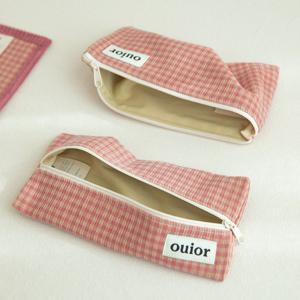 플랫 펜슬케이스 코듀로이 체크 6종 택1