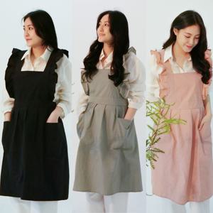 프릴 원피스 롱 앞치마 에이프런 무지