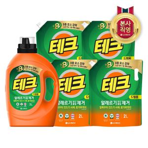 테크 알레르기 원인제거 액체세제 드럼 용기 3L + 리필 2L x 4개