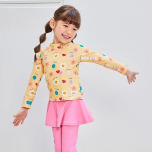 스마일 옐로우 상하복래쉬가드 여아 유아 아동 물놀이용품