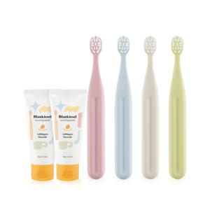 고불소 아기 유아 어린이 치약 칫솔(애플망고향 치약 2개+ 1단계 칫솔 4개)