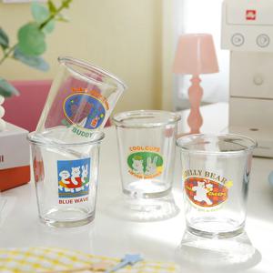 베어 두꺼운 내열유리 글라스 350ml 홈 카페 라떼 맥주잔 물컵 주스 에이드