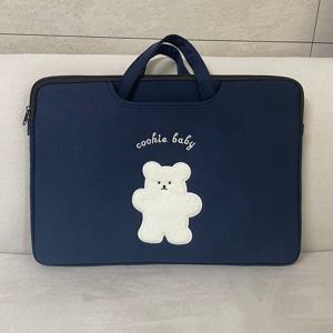 블루 곰돌이 귀여운 노트북 파우치 가방 15.6 16인치
