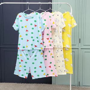 퍼피도형 여름 스판 반팔 아동 주니어 잠옷 세트 홈웨어
