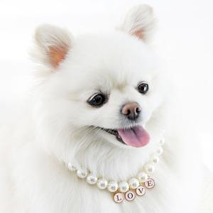 러브밍 강아지 목걸이 고급 애견 악세서리 패션용품 비즈 체인 이니셜 고양이 핑크