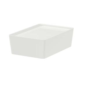 쿠기스 플라스틱 수납함+뚜껑 화이트  18X26X8cm