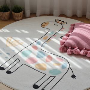 기린 캐릭터 파스텔 아이방 원형 러그 2size