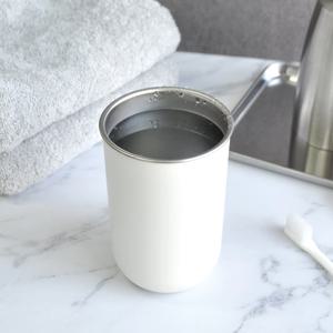 스텐 이중컵 300ml(화이트) 가벼운 양치컵 칫솔 욕실 물컵 휴대용 사무실 피크닉