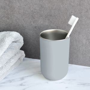 스텐 이중컵 300ml (그레이) 칫솔 욕실 물컵 가벼운 양치컵 휴대용 사무실 피크닉