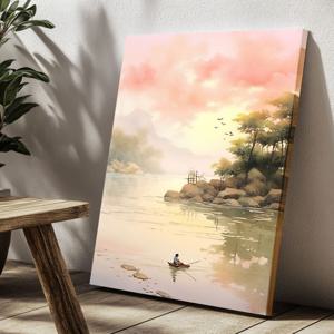 평온어부 그림 캔버스액자 어부도 낚시 풍경 장수 부모님 선물 풍수 대형 인테리어 액자