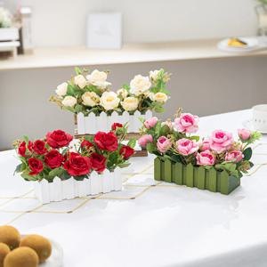장미 조화 화분 프로미스 울타리 set 17cm 3colors 인테리어 꽃 장식