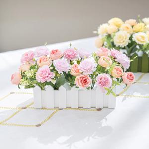 장미 조화 화분 러블리 파스텔 로즈 울타리 set 14cm 인테리어