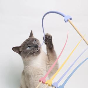 고양이 실리콘 쥐꼬리 낚시대 장난감 1개입