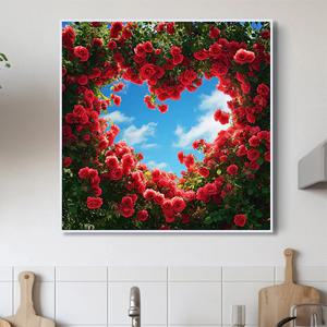 하늘 장미 그림 하트 장미꽃 로즈데이 성년의날 부부의날 연인 고백 선물 인테리어 액자