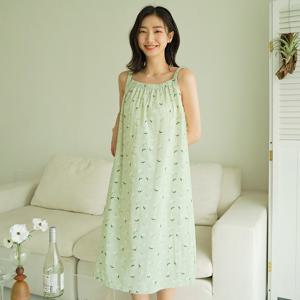 미니플라워 주름 끈 잠옷 원피스