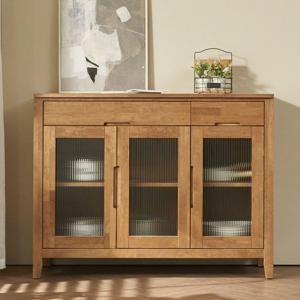 셜록 1200 고무나무 원목 팬트리장 홈카페장 주방 서랍장 홈카페수납장 모루유리 장식장