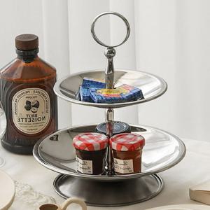 실버 2단 디저트 트레이 인테리어 트레이 디저트접시 브런치트레이 베이커리용품 카페트레이