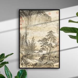돈 들어오는 폭포 그림 산수화 동양화 집들이선물 개업선물 벽 포스터 소나무 물 여름 액자