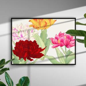 목단꽃 그림 모란꽃 그림 목단화 모란 목단 액자 재물운 개업선물 모란도 일러스트 포스터