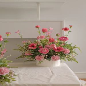 핑크 조화 센터피스 완제품 웨딩 스튜디오 촬영소품 파티 - 43cm