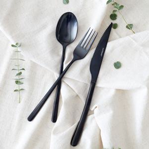 빈티지블랙 커트러리 스테이크 스푼 포크 나이프 3종세트
