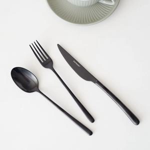 빈티지블랙 커트러리 디저트 스푼 포크 나이프 3종세트
