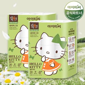 헬로키티 네이처 그린 4겹 화장지 (20M 30롤 2팩) 총 60롤