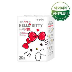 헬로키티 퓨어러브 4겹 천연펄프 화장지 (20M 30롤 1팩) 총 30롤