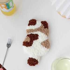 티코스터 펀치니들 DIY 자수 키트 스킬 공예 컵받침 만들기-갈색고양이