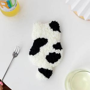 티코스터 펀치니들 DIY 자수 키트 스킬 공예 컵받침 만들기-오른귀고양이