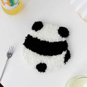 티코스터 펀치니들 DIY 자수 키트 스킬 공예 컵받침 만들기-뒷모습판다