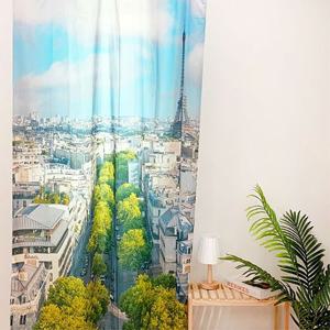 루미 시티 쉬폰 패브릭 포스터 유럽 풍경 인테리어 가리개 커튼 135x230cm