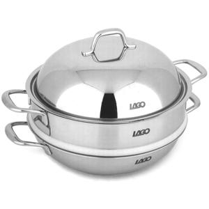 LAGO 라고 스텐레스 엠보싱 통5중 찜기 32cm 파티웍 찜냄비 찜기냄비 0428
