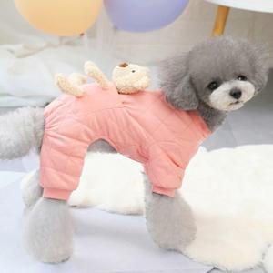 강아지겨울옷 강아지패션 곰인형 누빔 올인원