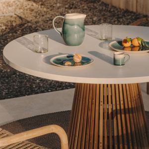 ALCAUFAR 알카파 라운드 아웃도어 티크나무 시멘트 테이블 90cm 2color
