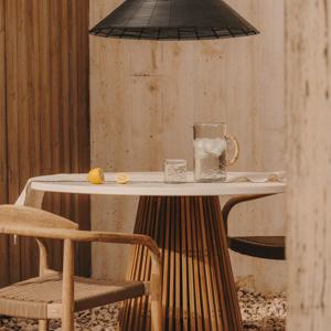 ALCAUFAR 알카파 라운드 아웃도어 티크나무 시멘트 테이블 120cm 2color