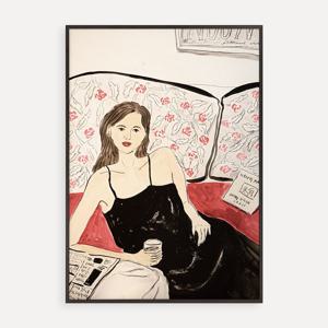 A Woman In A Black Satin Dress 희다가든 아트 프린트