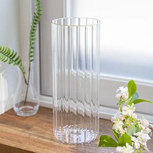 유리 글라스 원형 화병 프리미엄 10x25cm 꽃병 인테리어 장식 소품