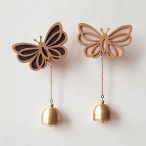 풍경종 현관문종 빈티지소품 도어벨 나무 입체나비 현관종