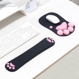 메모리폼 팜레스트 키보드 손목 받침대 쿠션 마우스 패드 냥발 세트