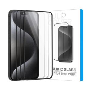 아이폰15 프로 맥스 플러스 C실크인쇄 글라스 강화유리 액정보호 필름 3매