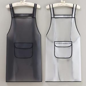 투명 투톤 띠라인 포인트 방수 앞치마 (2size/2color)