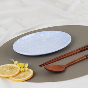 레트로 블루팝 그릇- 타원접시 3호 -떡볶이 접시 분식집 멜라민 포장마차