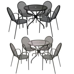 야외테이블세트 4인식탁세트 파라솔용 티탁자 원형 철제 카페 펜션 정원가구 S0021091E